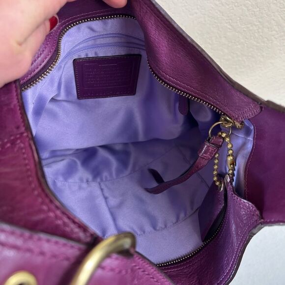 Coach Bleeker Sophie signature canvas leather shoulder bag purple trim Large - Picture 11 of 12